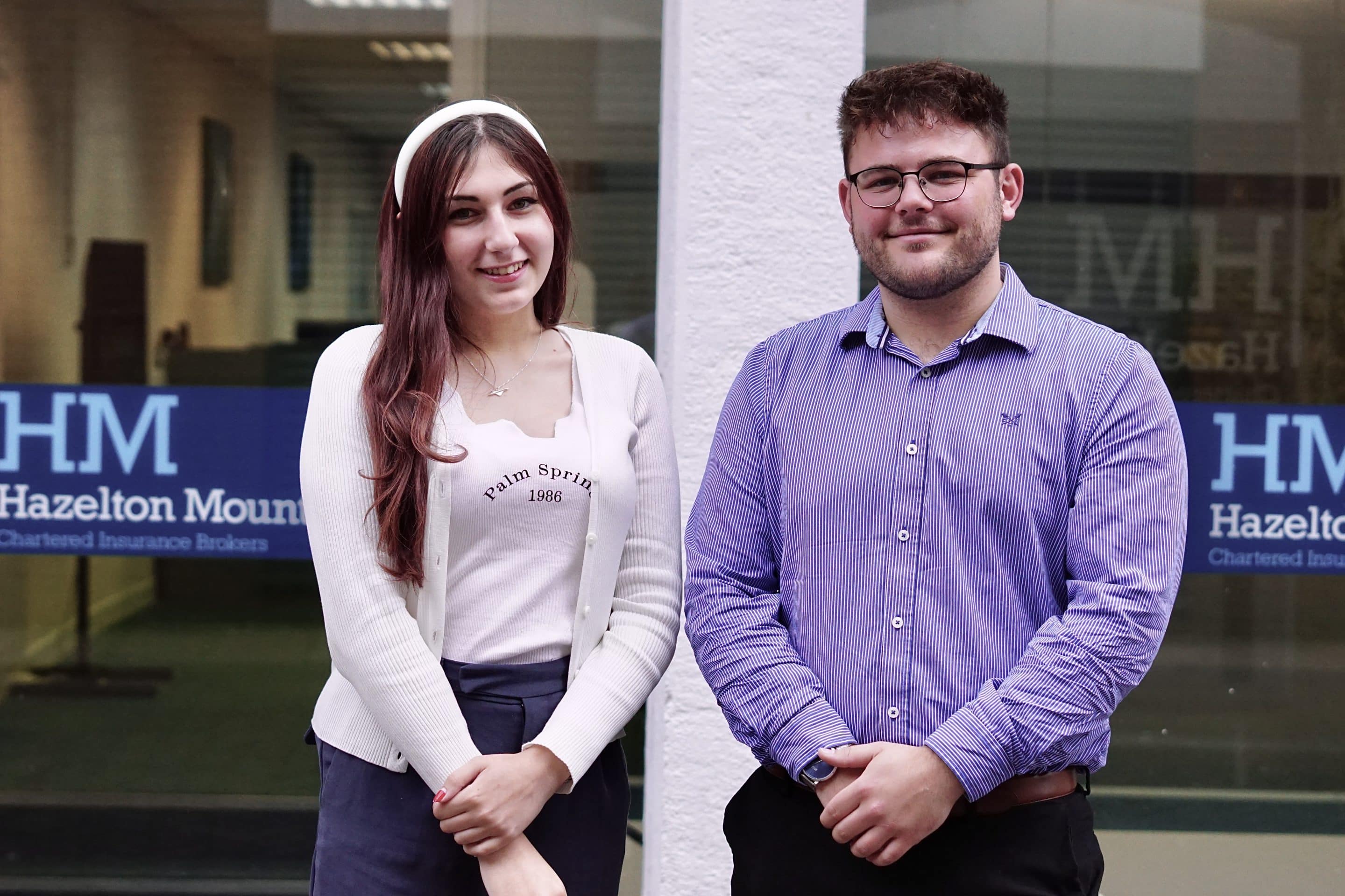 Lexi Loveday-Portlock was recently promoted from Apprentice to Account Handler and Andrew Jackson was promoted from Apprentice to Junior Account Executive at leading Chartered Insurance Broker Hazelton Mountford, based in Bank Street, Worcester.